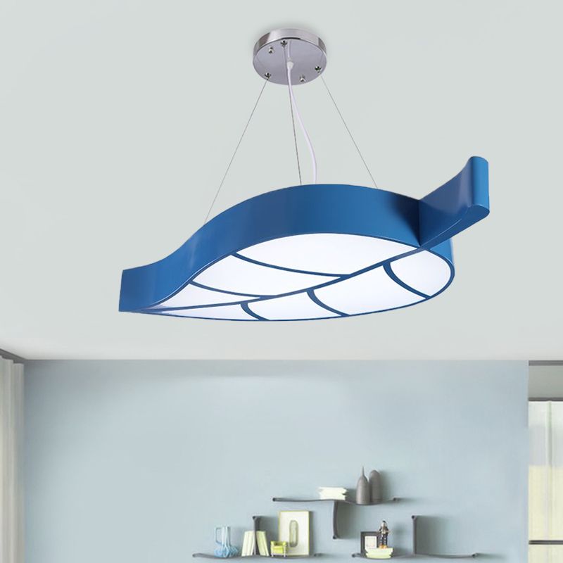 Acrylic Leave Hanging Chandelier Modern Style LED Pendant Light Kit in Blue/Yellow/Green for Dining Room