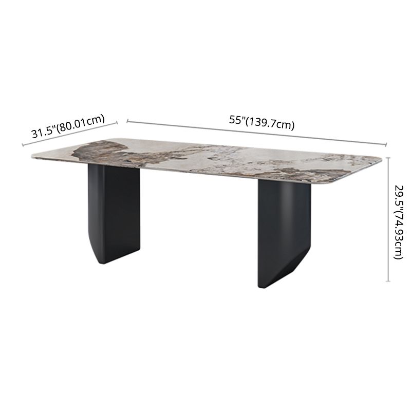 Contemporary Style Dining Set with Sintered Stone Dining Table and Cushion Chairs