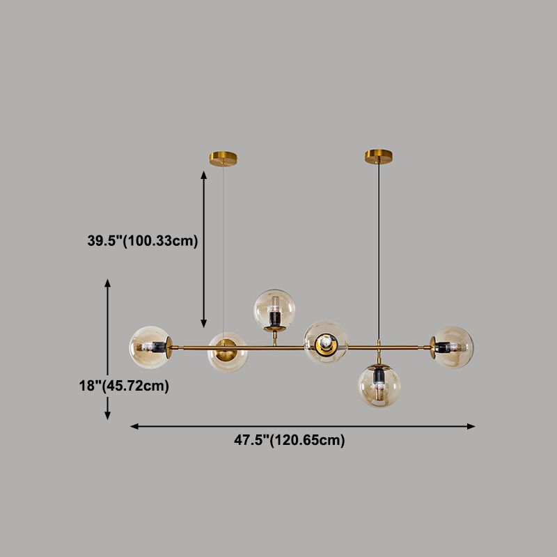 Spherical Shape Island Lights Modern Style Glass 6 Light Pendant Lighting Fixtures