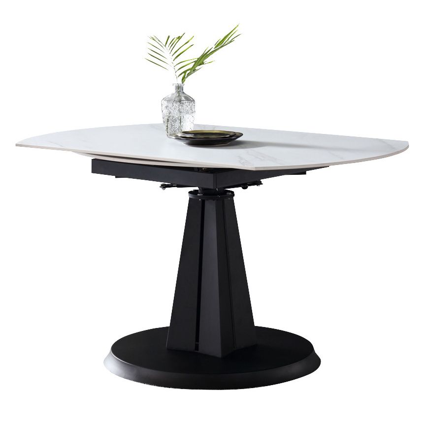 Metal Modern Dining Room Set with Round Table and Pedestal Base Dining Set with Wingback Chairs