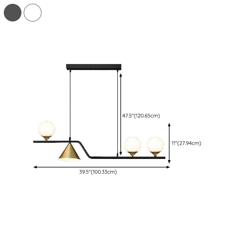 Contemporary Globe Glass Hanging Pendant Lights in Black and Gold for Dining Room