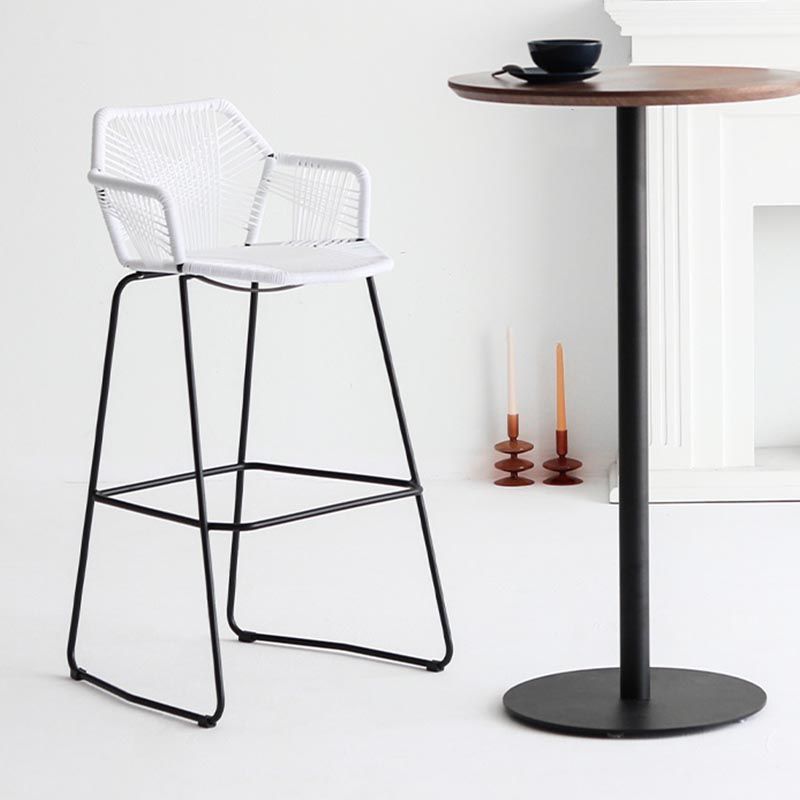 Rattan Dining Arm Chair Contemporary Dining Chair with Black Base