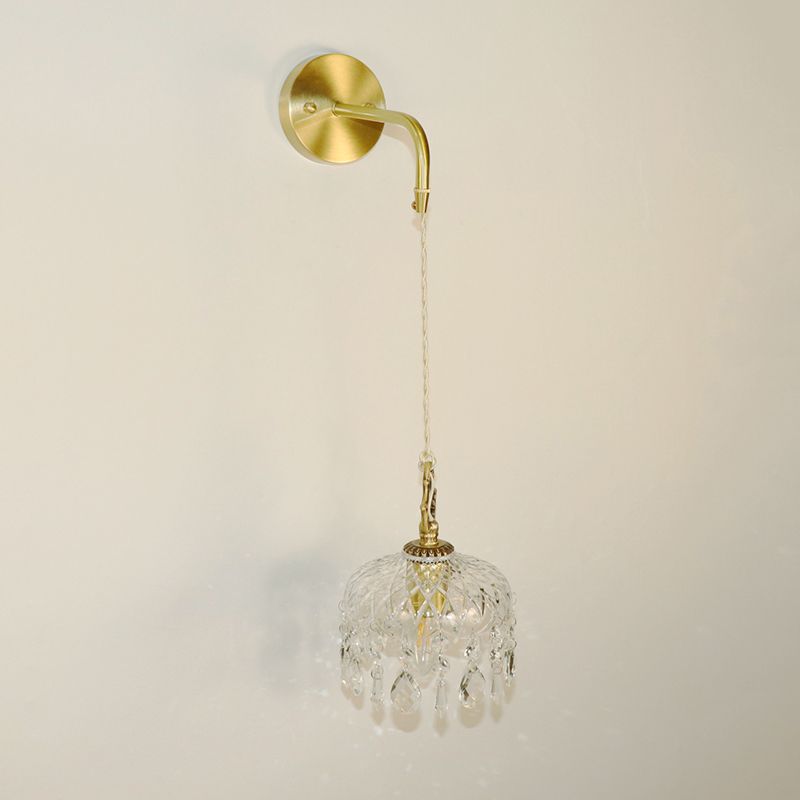Modernism Golden Metal Wall Light Glass Shaded Lighting for Home