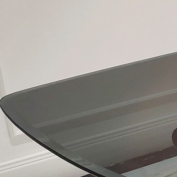 Glass Top Dining Table Rectangle Dining Table with Stainless Steel Base