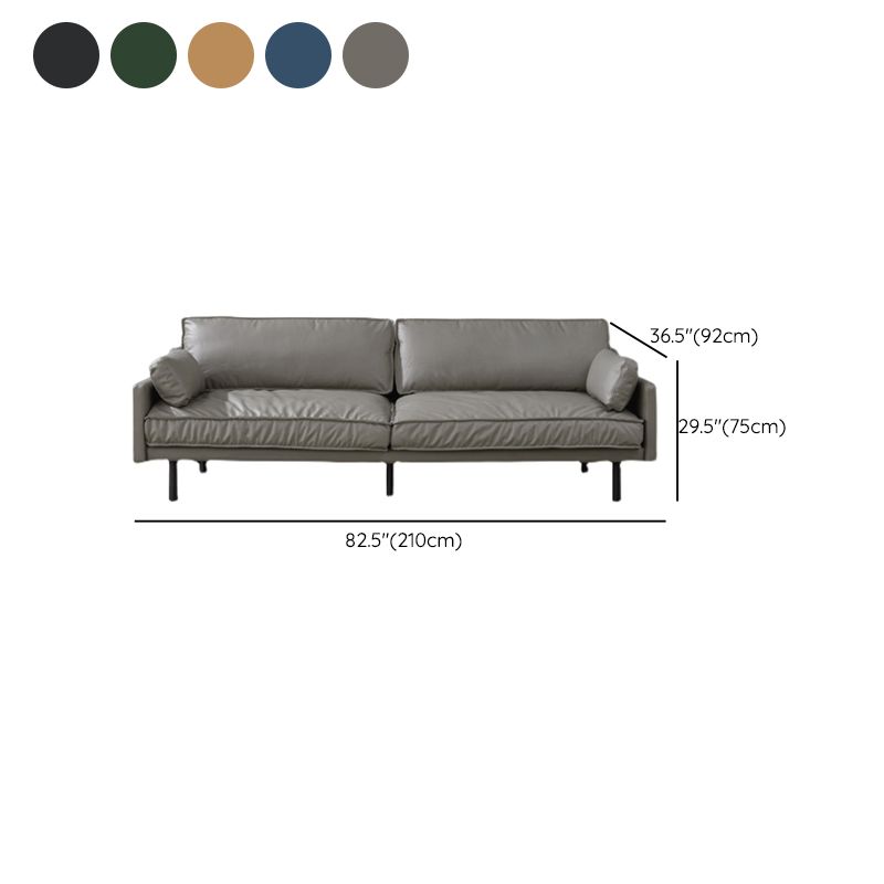 Modern 4-Seater 29.52" H Genuine Leather Pillow Top Arm Sofa