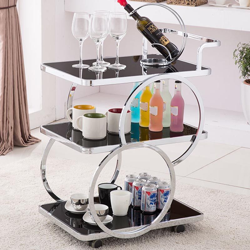 33.07" High Modern Prep Table Rolling Metal Prep Table for Home