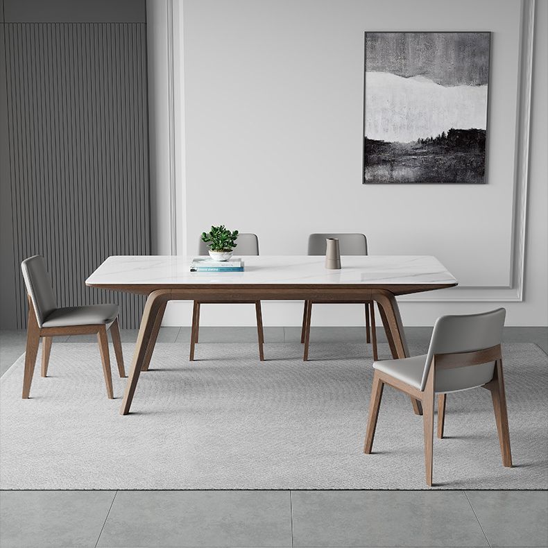Modern Style Rectangle Table Sintered Stone Table with Wooden Legs for Home Use