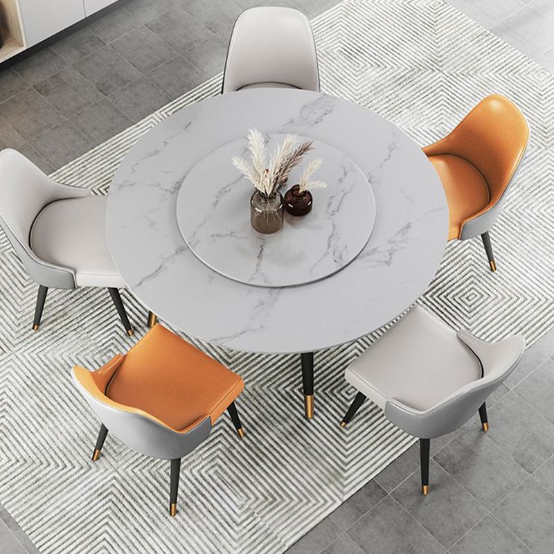 Round Metal 4 Legs Dining Table Black Frame Traditional Luxury Dining Table