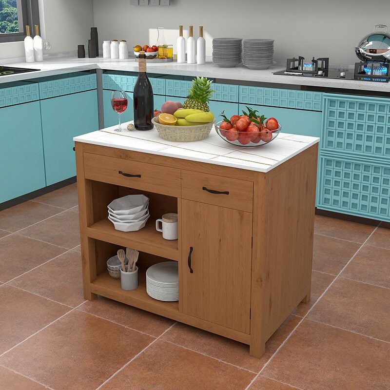 Contemporary Stationary Kitchen Island Set Sintered Stone Kitchen Island Set