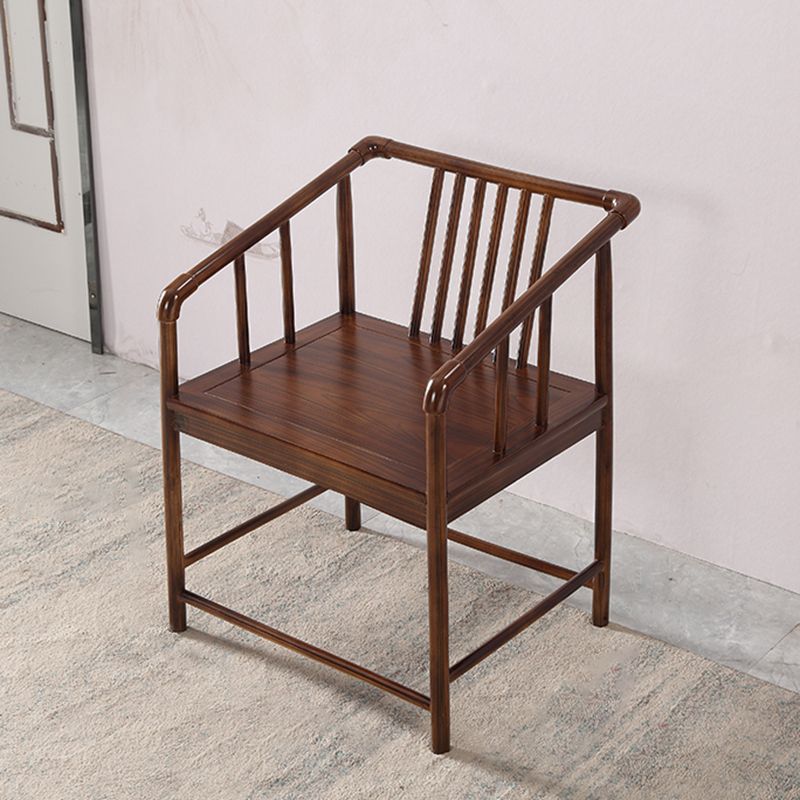 Traditional Style Arm Chair Solid Wood Slat Back Dining Chair for Home