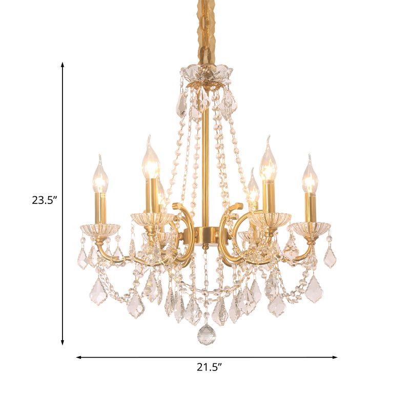 Candela del soffitto del soffitto del soffitto Crystal Crystal Crystal a 6 luci a sospensione Gold Lighting
