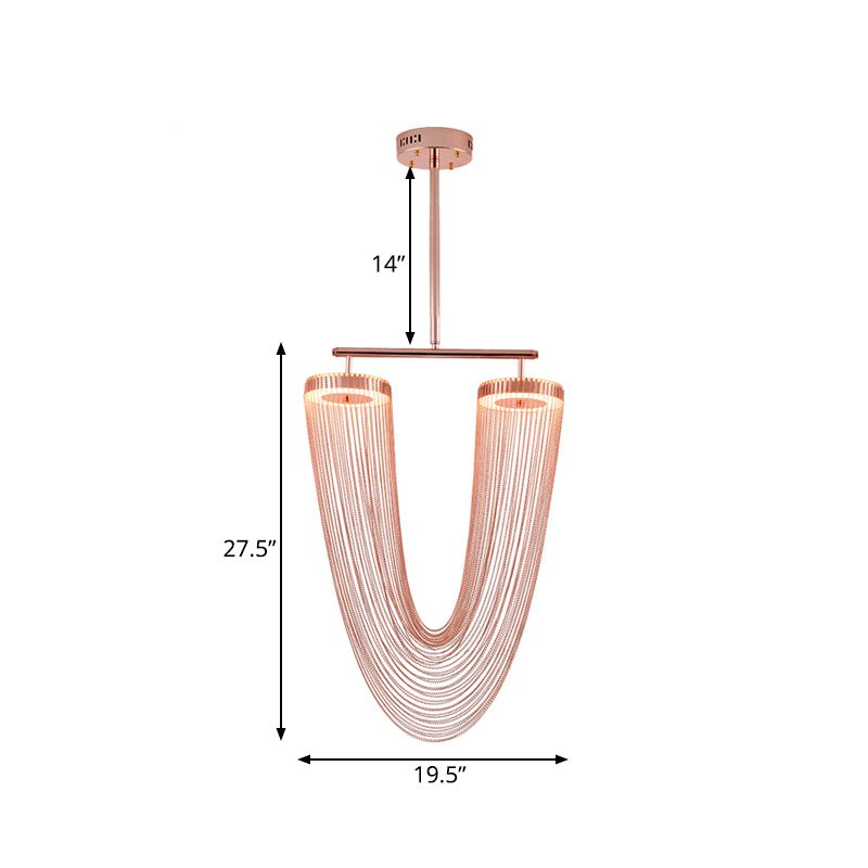 Rose Gold V a forma di a forma di ciondolo marginale moderno voga a mano intrecciata in alluminio a led a soffitto per il soffitto per la casa a loft