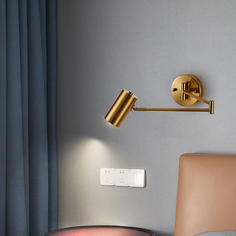 Half Cylinder Shade Swing Arm Wall Lighting Modern Style Metal 1 Light Sconce Lamp