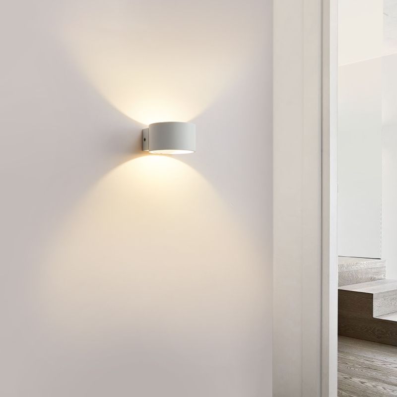 Half Cylinder Metal Wall Light Modern Style 2 Lights Wall Mounted Light Fixture