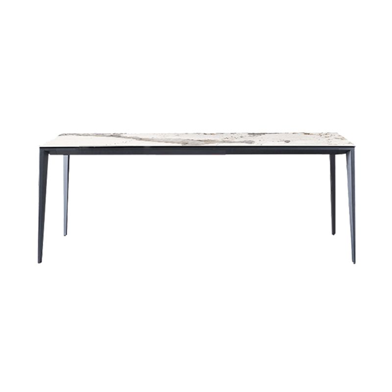 Industrial Rectangle Stone Dining Table Metal 4 Legs Dining Table
