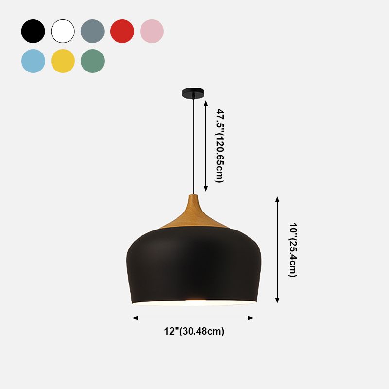 Bowl Shape Hanging Lighting Modern Macaron Style Metal 1-Light Pendant Lamp for Restaurant