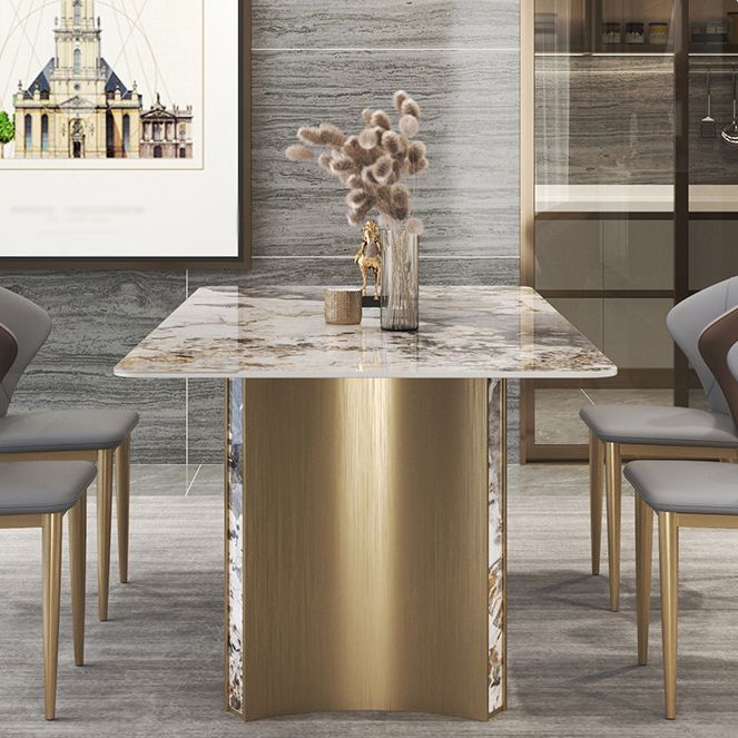Luxury 1/3/4/5/7 Pieces Dining Set Sintered Stone Top Dining Table with Leather Chairs