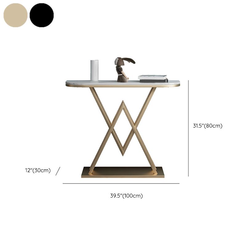 Marble Sofa Console Table Antique Finish Console Accent Table with Shelf