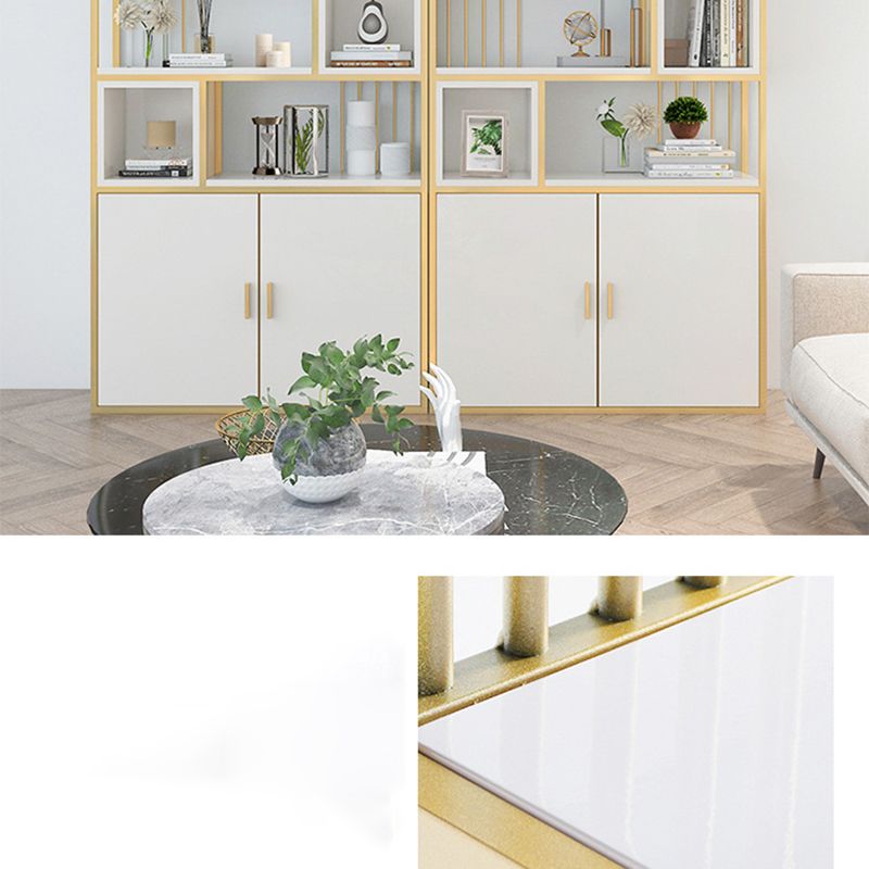 Glam Metal and Wood Shelf Bookcase Open Floor Book Shelf for Home