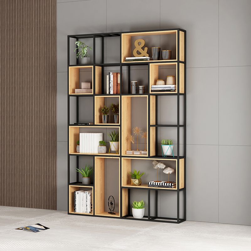 Open Shelf Bookcase Contemporary Metal Bookshelf for Dining Room