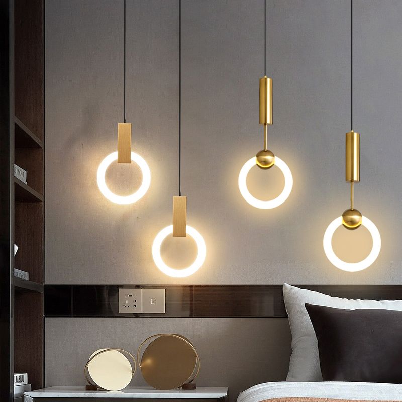 Suspension de suspension anneau lumière moderne de style moderne LED PLAN PLENDANT BLANC