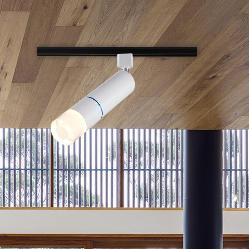 Tube Clothing Store Semi Flush Aluminium LED Modern Rotatable Flush Mount Lighting in White/Pink/Blue