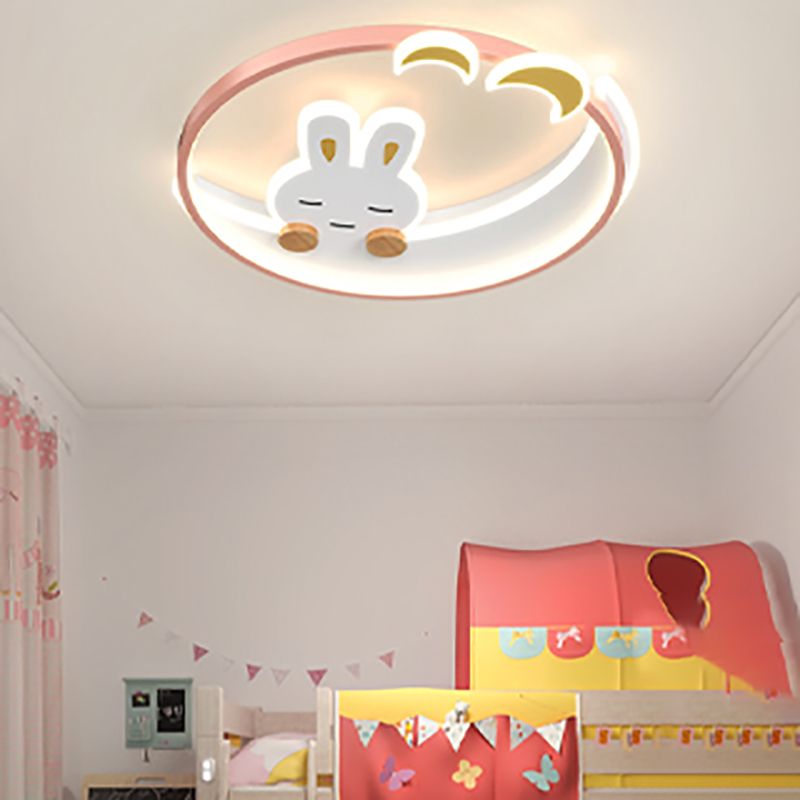 Aluminum Pink Flush Mount Light Lovely Style LED Ceiling Light for Kid's Room