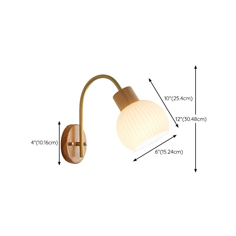 Single Modernism Beige Wall Mounted Sconce Shaded Wall Light with Wood