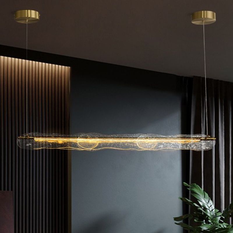 1-leichte Inselbeleuchtung minimaler Stil Linearer Formglasanhänger Beleuchtung