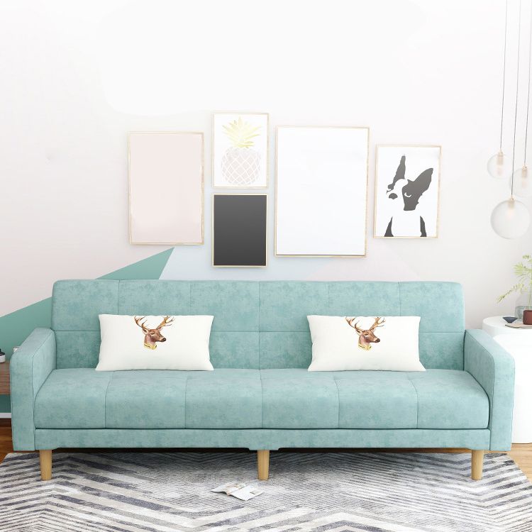 Contemporary Convertible Footrest Stool Sofa Bed with Storage and Square Arms