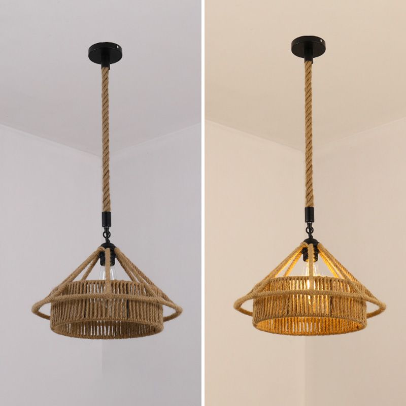 Industriële stijl gearceerde hanglamp plafond licht touw hangend plafondlicht in beige