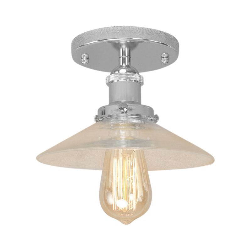 Soucoupe en verre givré, éclairage semi-affleurant, luminaire de cuisine vintage à 1 ampoule, noir/laiton/cuivre