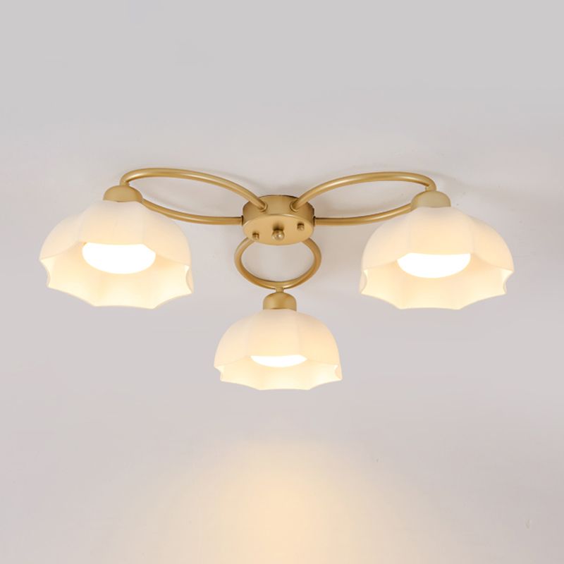 Nordic Style Ceiling Light Dome Shape Ceiling Lamp with Glass Shade for Living Room