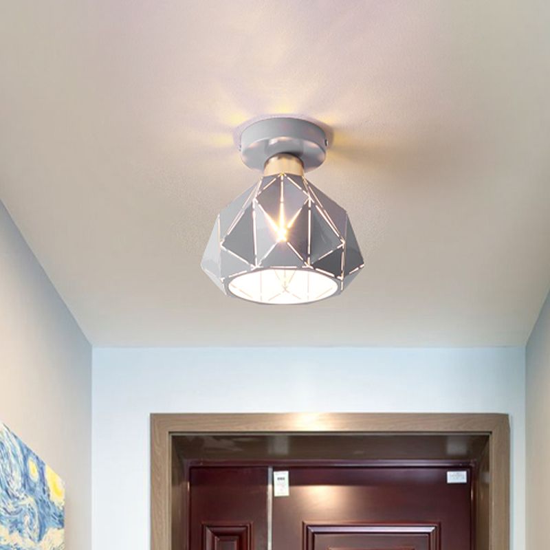 Plafonnier encastré en métal et diamant, style nordique, 1 gris clair/bleu/or, luminaire encastré pour porche