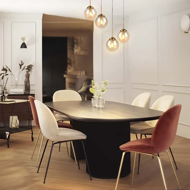 Contemporary Solid Wood Dinette Table Black Double Pedestal Dining Table