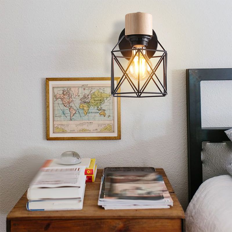 Industrial Wall Lighting Fixture Wooden Wall Light Sconce for Bedroom