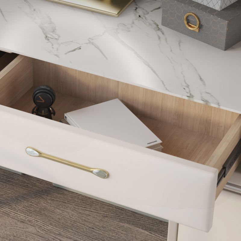 Contemporary Pine Makeup Vanity Desk 5-Drawers Vanity Makeup Table Set