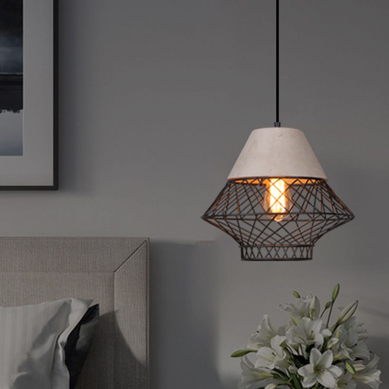 Drahtkäfig Schatten Anhänger Beleuchtung Urban Retro 1 Light Restaurant Hanging Lamp mit Zementoberteil