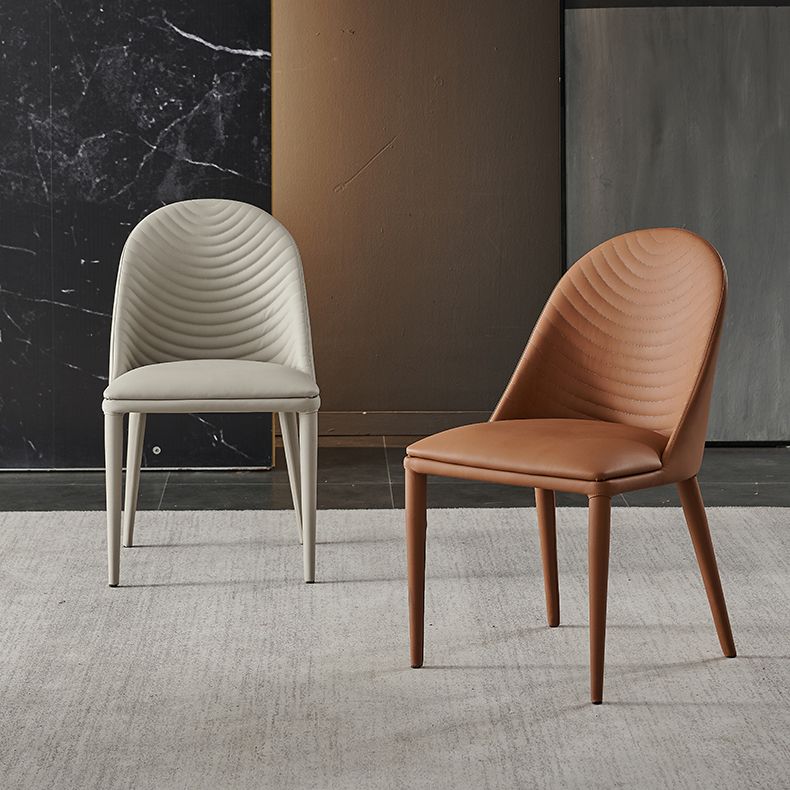 Moderne PU lederen eetkamerstoel Armless Metal Dining Chair voor thuisgebruik (set van 2)