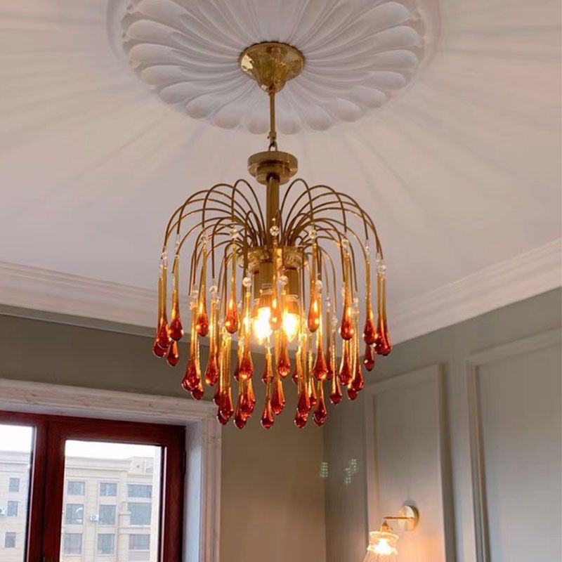 American Metal Chandelier Brown Brawn Tecrid Hasped Hanging Light for Bedroom