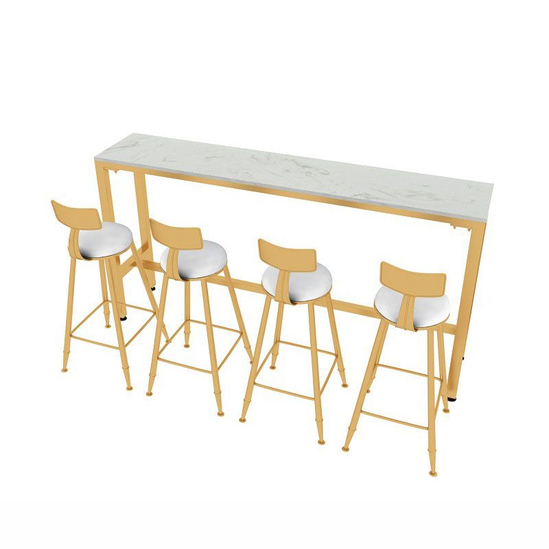 Glam 1/2/5 Pieces Bar Table Set Rectangle Bar Table with Metal High Stools for Home