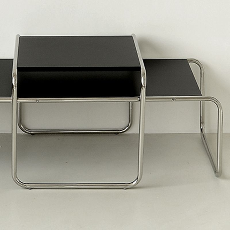 Contemporary Rectangle Solid Wood Coffee Table with Steel Sled Base
