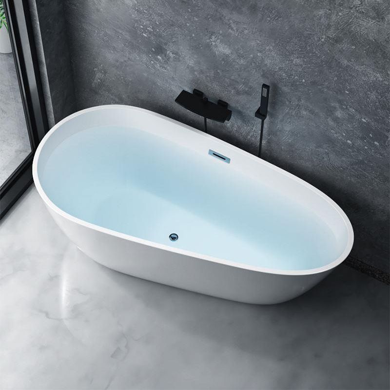 Modern Acrylic Bathtub Freestanding Soaking Bathtub with Drain Bathtub and Overflow Hole