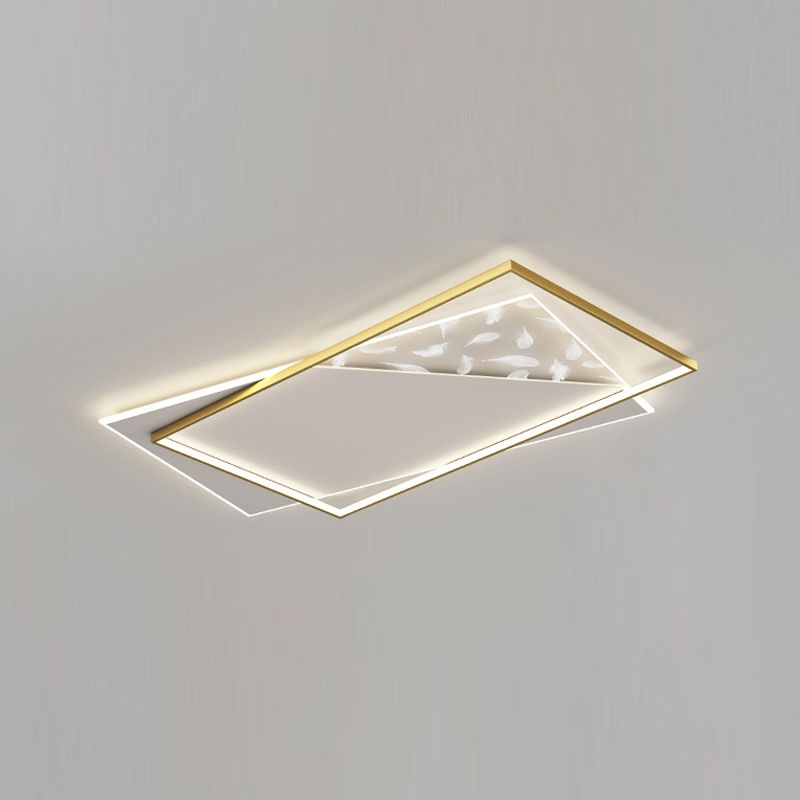 Luz LED cuadrada de montaje empotrado con patrón de plumas, lámpara de techo sencilla para dormitorio