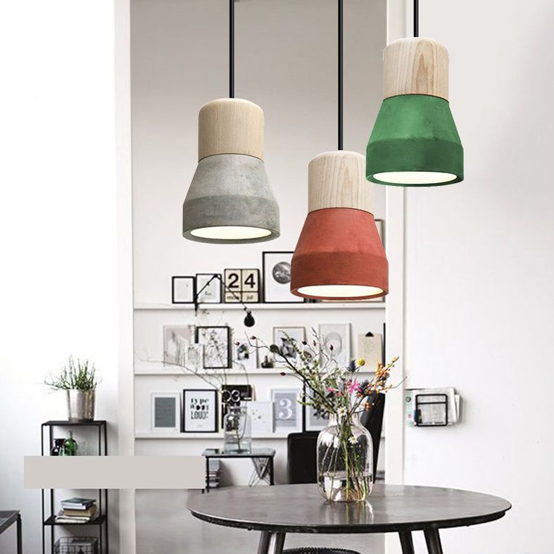 Modern Minimalist Minimalist Sospensione Affitto a sospensione Luce 1 Luce Light Affermazione Luce con tonalità di cemento