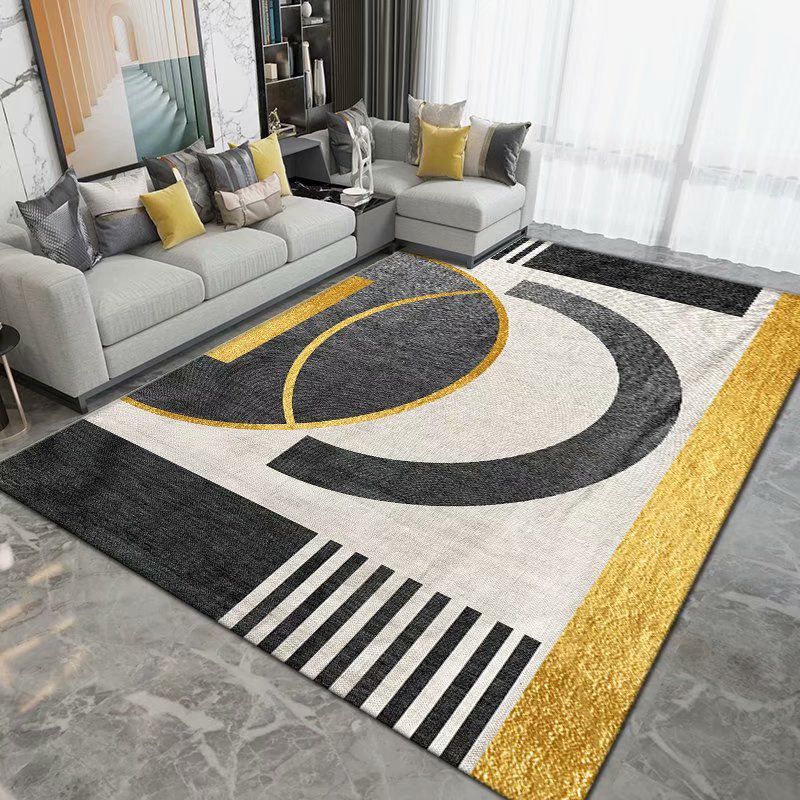 Dark Grey Carpet Poyester Graphic Carpet Washable Carpet for Home Decoration