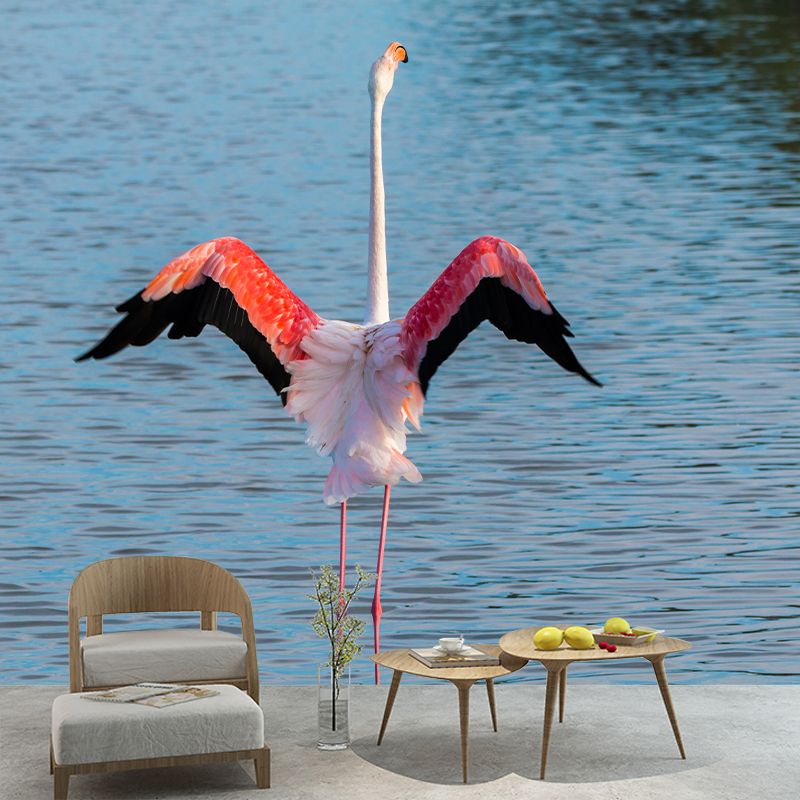 Flamingo Mural Stain Resistant Contemporary Bedroom Wall Decor, Personalized Size