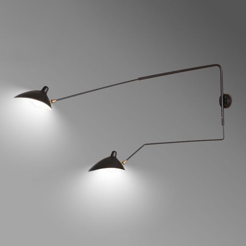 Black Modern Wall Sconce Geometric Shape Wall Light with Metal Shade for Bedroom