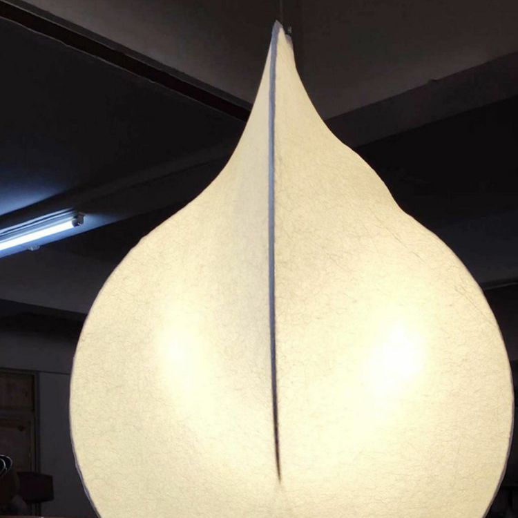 White Silk Pendant Light in Modern Style 1-Light Unique Shape Hanging Lights
