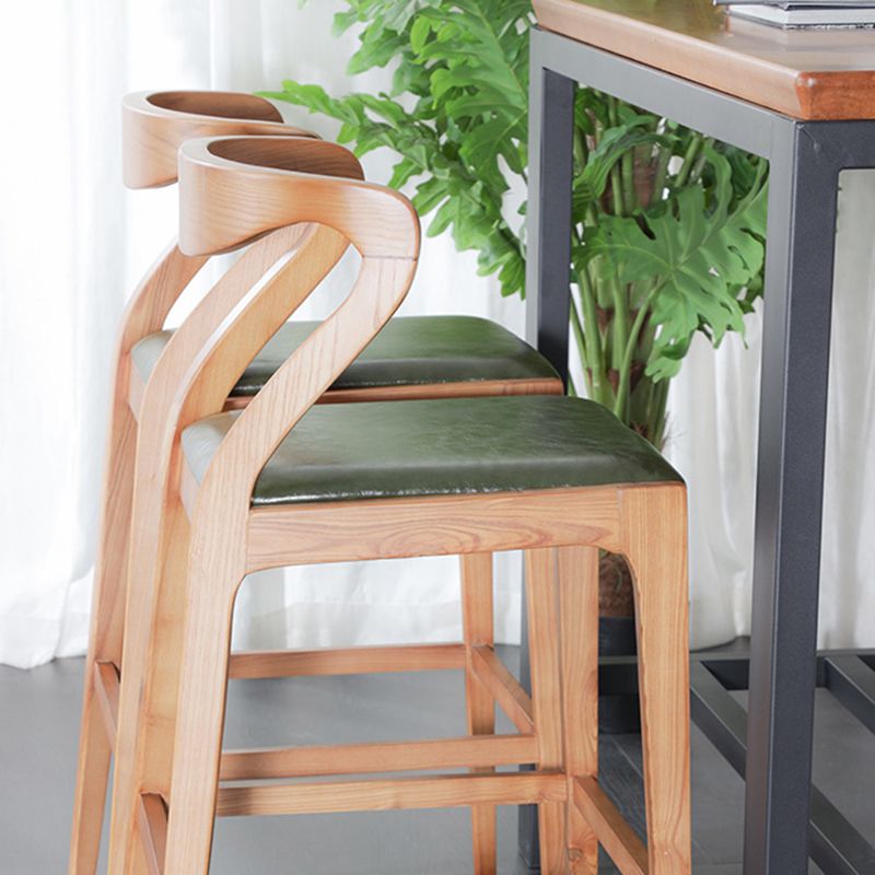 Industrial Bar-stool Square Seat Counter Bar Stool with Wooden Legs for Home